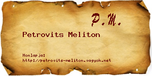 Petrovits Meliton névjegykártya
